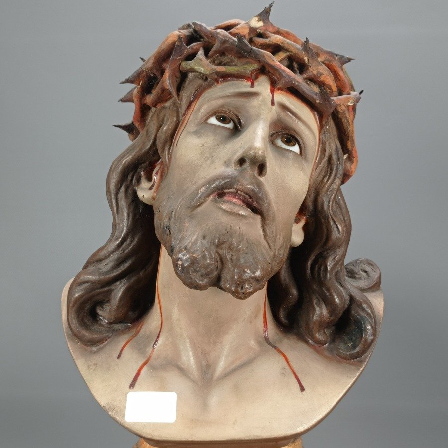 Figura de yeso representando el busto de Cristo - imagen 4