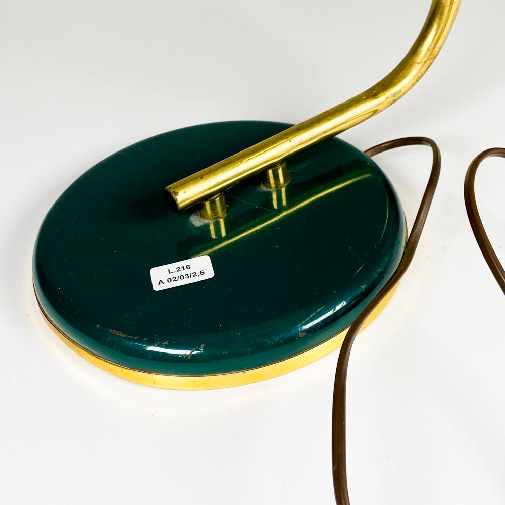 Lámpara de escritorio bronceada y chapa verde - imagen 3