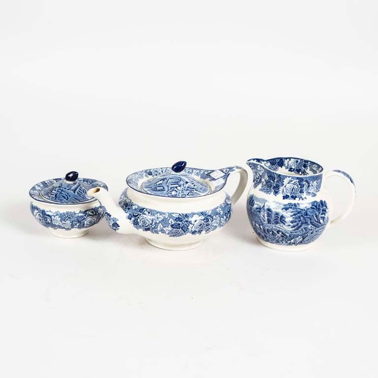 Set de Loza Inglesa Woods Ware con Escenas Campestres - 3 Piezas