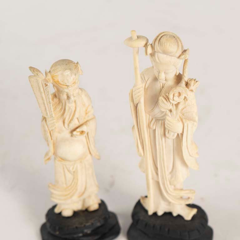 Estatuas de marfil, anciano y geisha - imagen 2