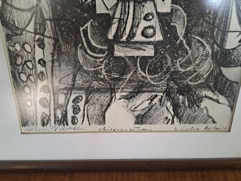 Pintura en Blanco y Negro de Estilo Precolombino o Cubista - imagen 2