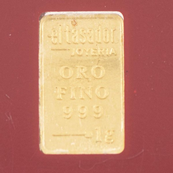 Lingote de Oro Fino 999 de 1 gramo de El Tasador Joyería