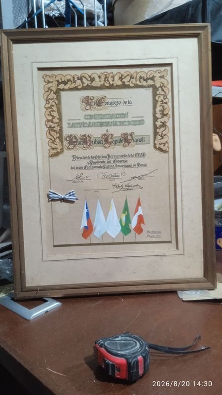 Diploma Oficial Congreso Confederación Latinoamericana de Boxeo CLAB 46x56 cm
