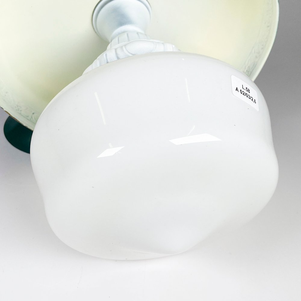 Colgante de chapa verde con pantalla vidrio opalinado - imagen 2