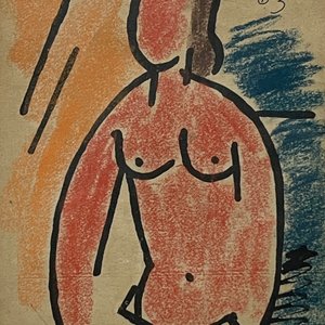 Lote anterior: Figura de Manuel Pailos: Lápiz graso sobre papel, 17 x 12 cm, firmado y fechado 1963
