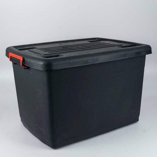 Organizador de Plástico Negro con Ruedas, Tapa y Manijas