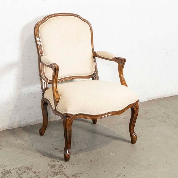 Sillón Estilo Luis XV Tapizado Beige