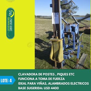 Lote siguiente: Clavadora de Postes, Piques y Alambrados Eléctricos
