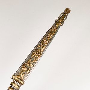 Cuchillo Criollo de Colección con Cabo de Plata y Oro y Vaina Decorada - imagen 6