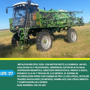 Lote anterior: Pulverizadora Agrícola Metalfor 5200 con Motor Deutz