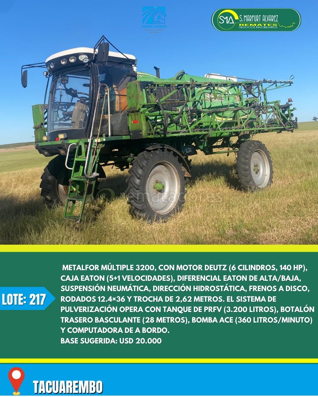 Pulverizadora Agrícola Metalfor 5200 con Motor Deutz