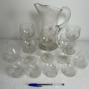 Juego de Jarra y Copas de Cristal Tallado - imagen 4