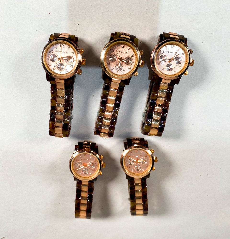 Lote de 5 Relojes de Pulsera Michael Kors Marrón Carey