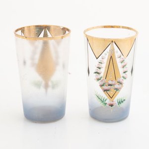 Jarra y 2 Vasos de Cristal Veneciano con Esmalte y Tapa Metálica - imagen 2