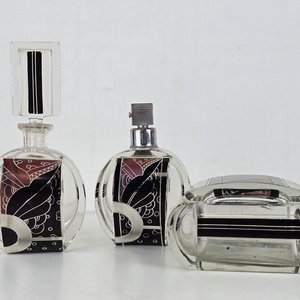 Lote de 3 Frascos Antiguos Estilo Art Decó - imagen 2