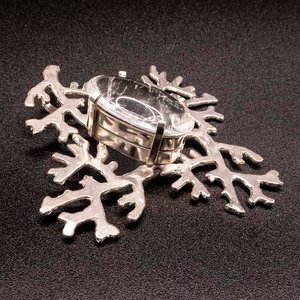 Colgante Plata 950 con Cuarzo Cristal - Diseño Coral - imagen 2
