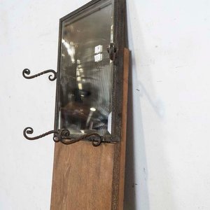 Panel Recibidor con Perchero, Paragüero y Espejo Biselado en Madera y Hierro - imagen 2
