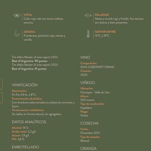 Caja de 6 Botellas de Vino Edelmira Cabernet Franc Reserva 2022 (750 ml) - imagen 2