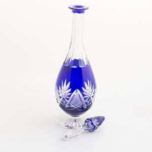 Botellón de Cristal Azul Tallado con Tapón - 33cm - imagen 3