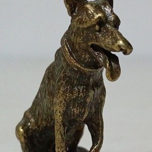 Figura Miniatura Bronce Perro Pastor Alemán - imagen 1