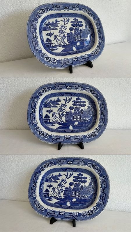 Fuente Inglesa 35x28cm: Placa de Porcelana Azul y Blanca - imagen 1