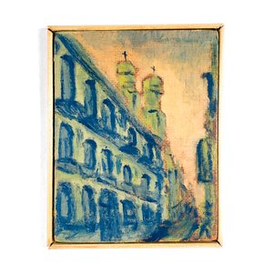 Cuadro al óleo sobre fibra, "Fachada" - 13 x 16 cm - imagen 2