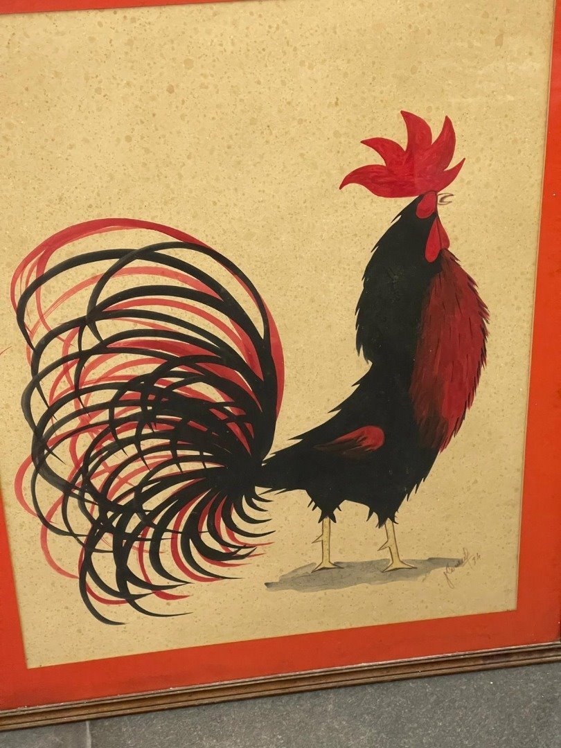 Dos cuadros de gallos firmados - imagen 2