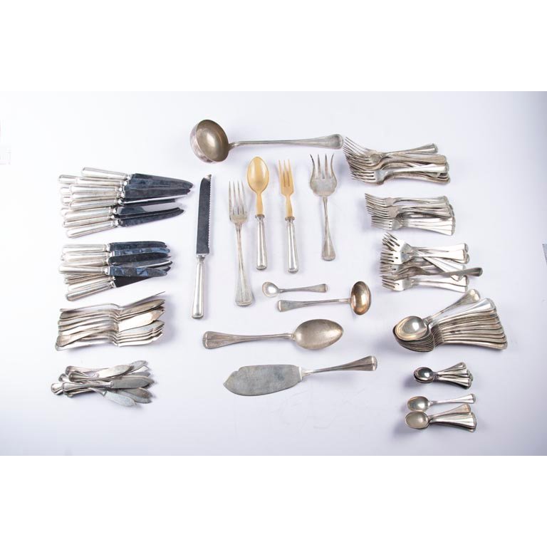 Conjunto de Cubiertos de Plata 800 - 124 Piezas