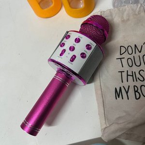 Micrófono Bluetooth Rosa, 7 Platos Infantiles, 2 Botellas y Reloj Despertador Rojo - imagen 2