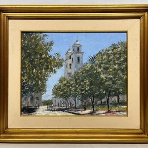 Oleo "Iglesia de Colonia" por Cesar Vanni, 42 x 51 cm - imagen 2
