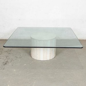 Mesa de Living con Base de Mármol y Tapa de Vidrio Cuadrada - imagen 1