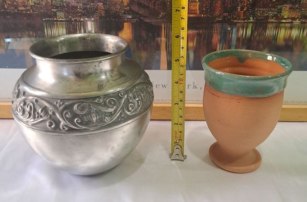 Vasos de plata y cerámica en excelente condición - imagen 4