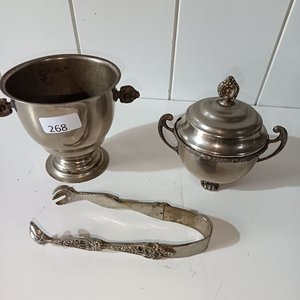 Juego de Azucarero y Cubitera de Metal con Pinza - imagen 2