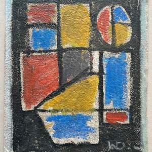 Oleo "Constructivo" de Walter Deliotti - 24 x 20 cm - imagen 2