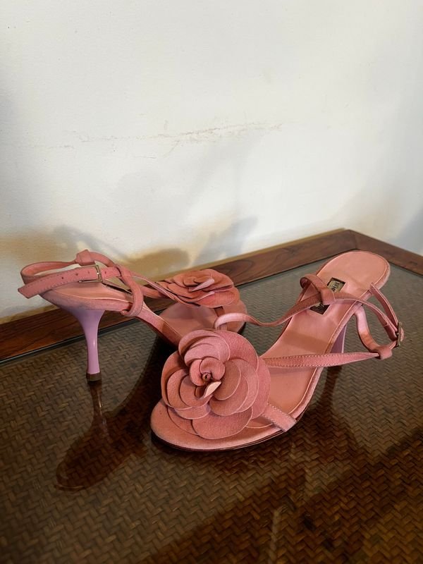 Sandalias Jorge Alex Rosa Gamuza Flor Talle 36 - imagen 1