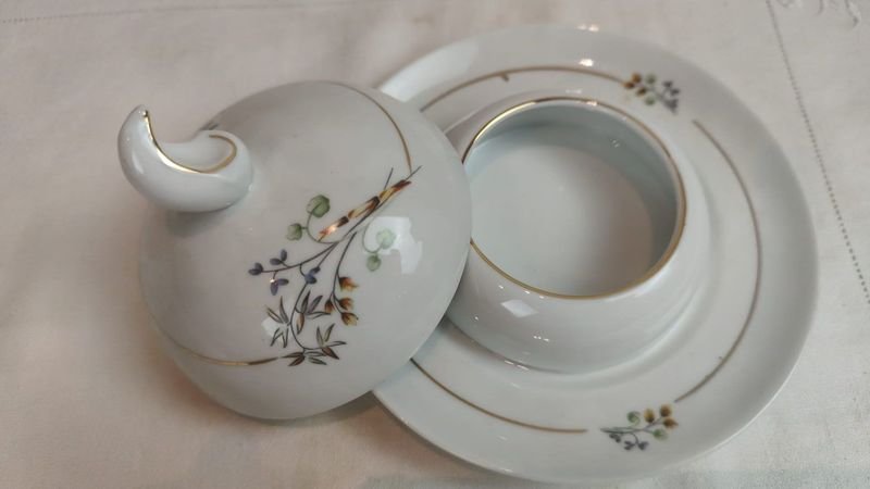 Juego de café y servicio en porcelana SCHIMIDT - Set de té blanco con diseño floral - imagen 9