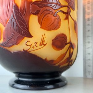 Jarrón Art Nouveau Émile Gallé Physalis Vidrio Cameo Grabado Ácido - imagen 4