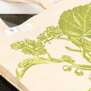 Bolso Tote de Arpillera con Estampado Botánico Verde - imagen 2