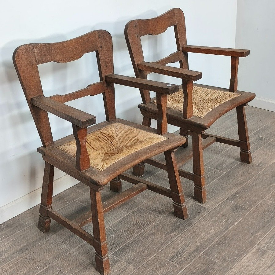 Pareja de sillas de roble con asiento de cardo - imagen 4