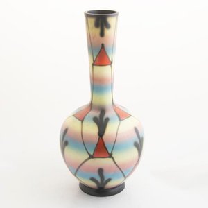 Florero de Opalina Multicolor con Cuello Fino y Diseño Geométrico - imagen 1