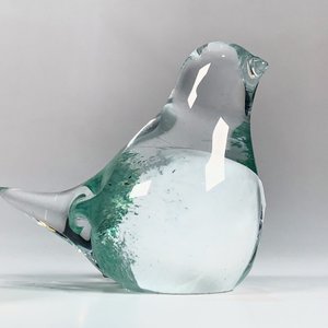 Dos pájaros de cristal Murano, uno blanco y verde, otro marrón - imagen 3