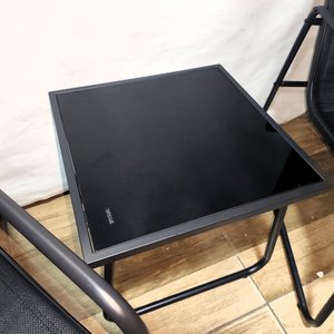 Juego de Jardín Negro: 2 Sillones y Mesa con Tapa de Vidrio - imagen 6