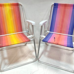 Lote de 2 Sillas de Playa Plegables de Aluminio con Tiras Multicolor - imagen 3