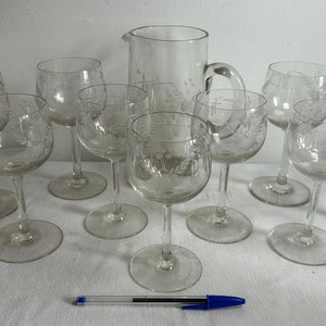 Juego de Jarra y 10 Copas de Cristal Tallado - imagen 1