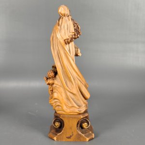 Dos Tallas Religiosas en Madera: Virgen con Niño y Otra con Querubines - imagen 7