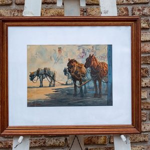Acuarela "Caballos de Tiro" de Esteban Garino - imagen 2