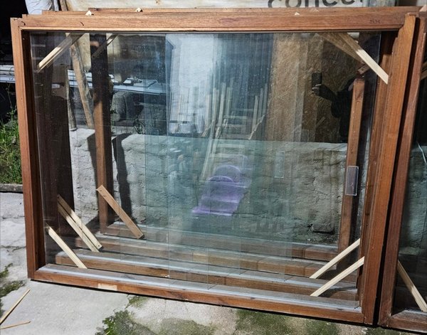 Ventana ideal división marco de cedro vidrios de correr de 5mm