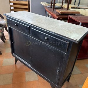Lote siguiente: Mueble Antiguo Negro con Cajones y Superficie Mármol