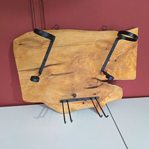 Portabotellas y Portacopas Rústico de Madera y Metal - imagen 5