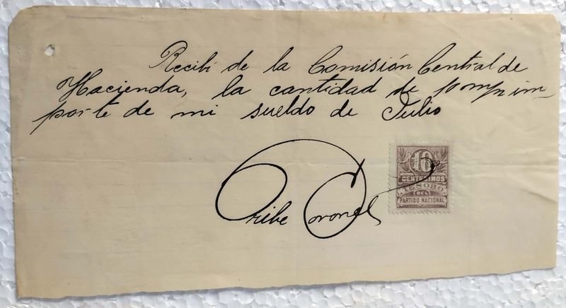 Recibo de pago de la Comisión Central de Hacienda